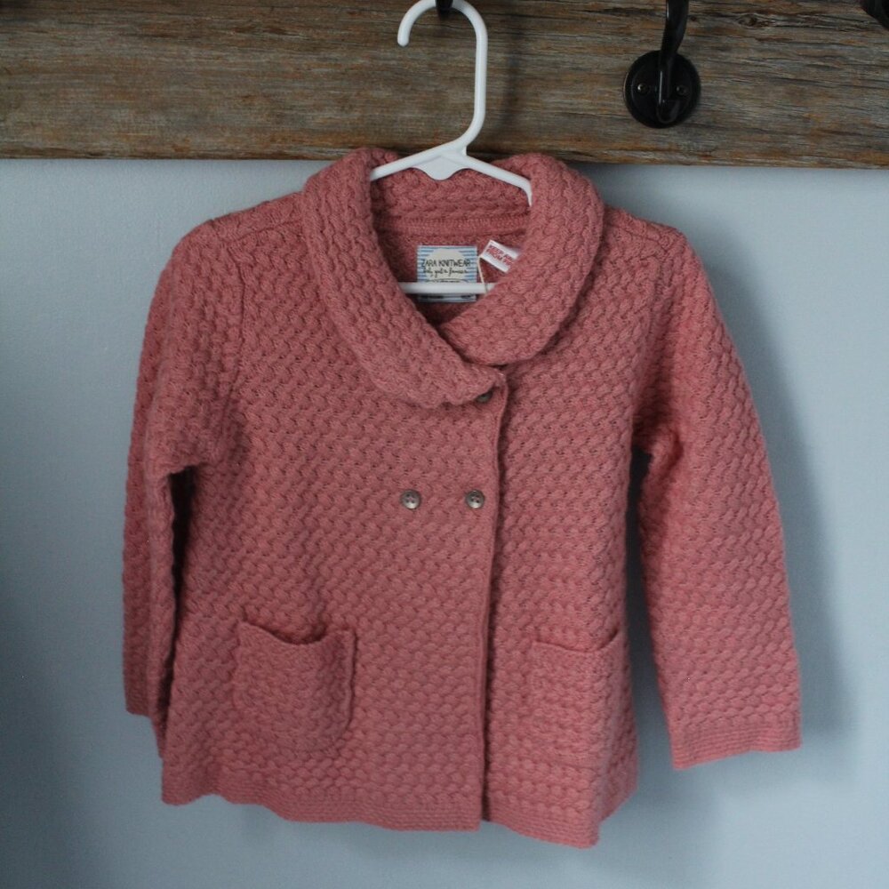 Zara Size 2-3 Years Dusty Rose Knit Cardigan/Sweater